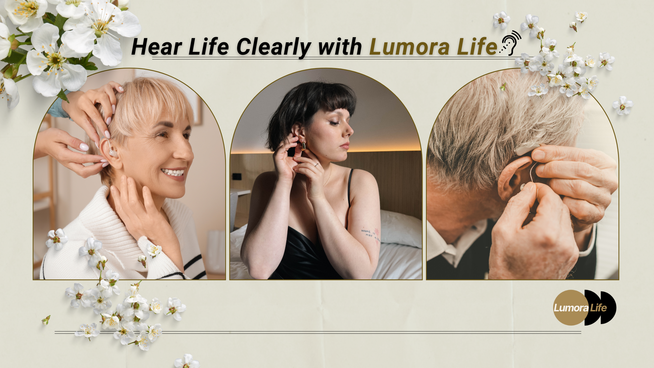 Senior woman enjoying crystal-clear conversations with Lumora hearing aids